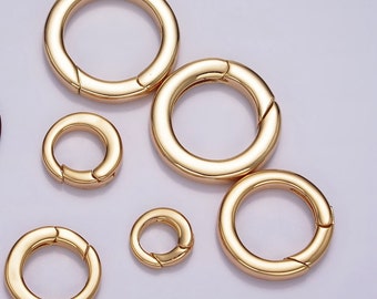 18K Gold Filled Push Gate Ring Charm Holder Bail for Charm Jewelry Kit Supplies For DIY Jewelry Making | Z492 - Z497