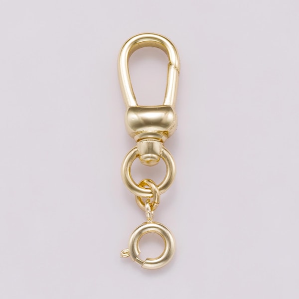 Fecho lagosta giratório minimalista de 35 mm em ouro 16K com fecho de argola de mola, conector para colar, acessório para confecção de joias - 00154