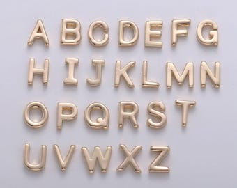 18k gold  letter charms, letter beads, initial charms, bracelet charms,mini pendant charms for necklace alphabet beads charm 8x6mm-#7