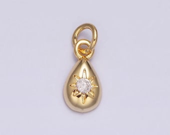 Dainty star cubic drop charm 12x5mm 16k gold filled cubic zirconia, drop pendant for necklace bracelet earring ac1167