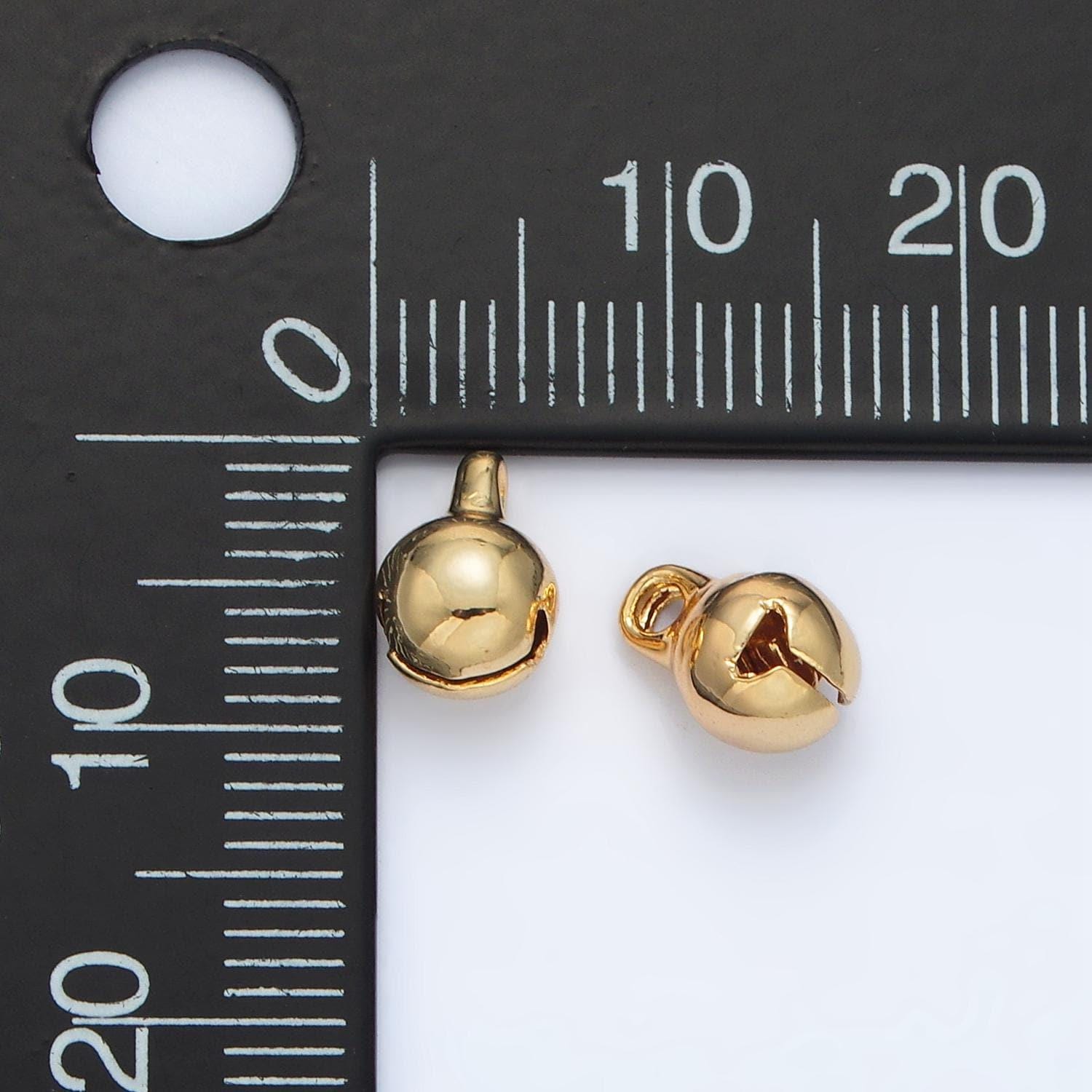 Mini Jingle Bell Charm 6x9mm in Gold & Silver 24k Gold