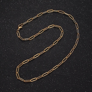 Dainty Gold Paperclip Link Chain Necklace Elongated Chain Necklace ...