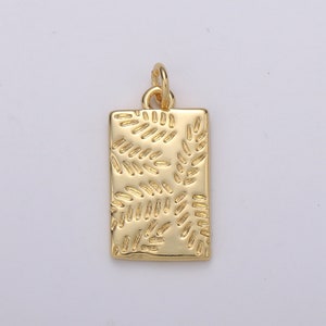 Gold Olive Leaf Branch Pendant / Dainty Geometric Charm for necklace bracelet Jewelry Making, CHGF- 889