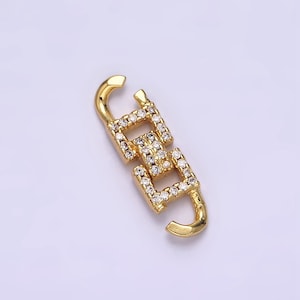 14K Gold Filled 20mm Modern Geometric Square Micro Paved CZ Link Connector | Y750