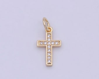 18k gold filled cross charm minimalist religious jewelry supply christian catholic jewelry findings w-177