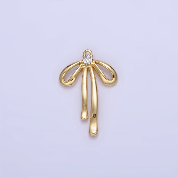 Mini Gold Bow Charms Dainty Coquette Bows Pendants for Bracelet Charm Necklace Charm Supply D-459