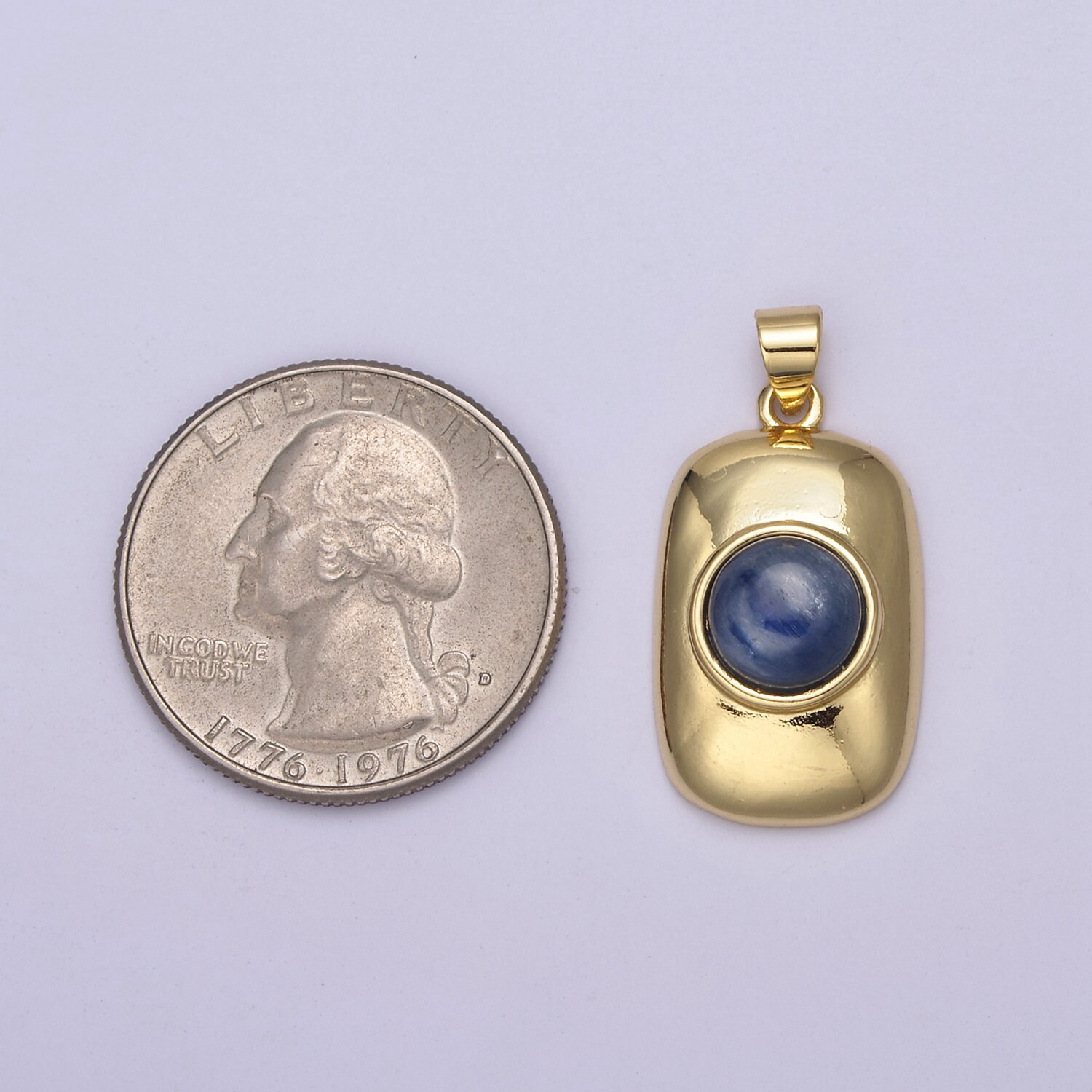 Dainty Navy Blue Gemstone Square Rectangle Gold Medallion Etsy