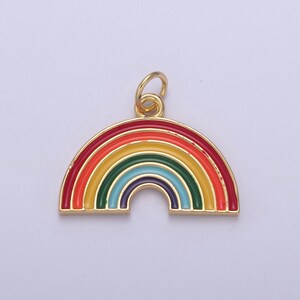 Gold Filled Tiny Enamel Rainbow Charm | Dainty DIY Fashion Jewelry Pendant Add on Necklace Bracelet Earring | N-744