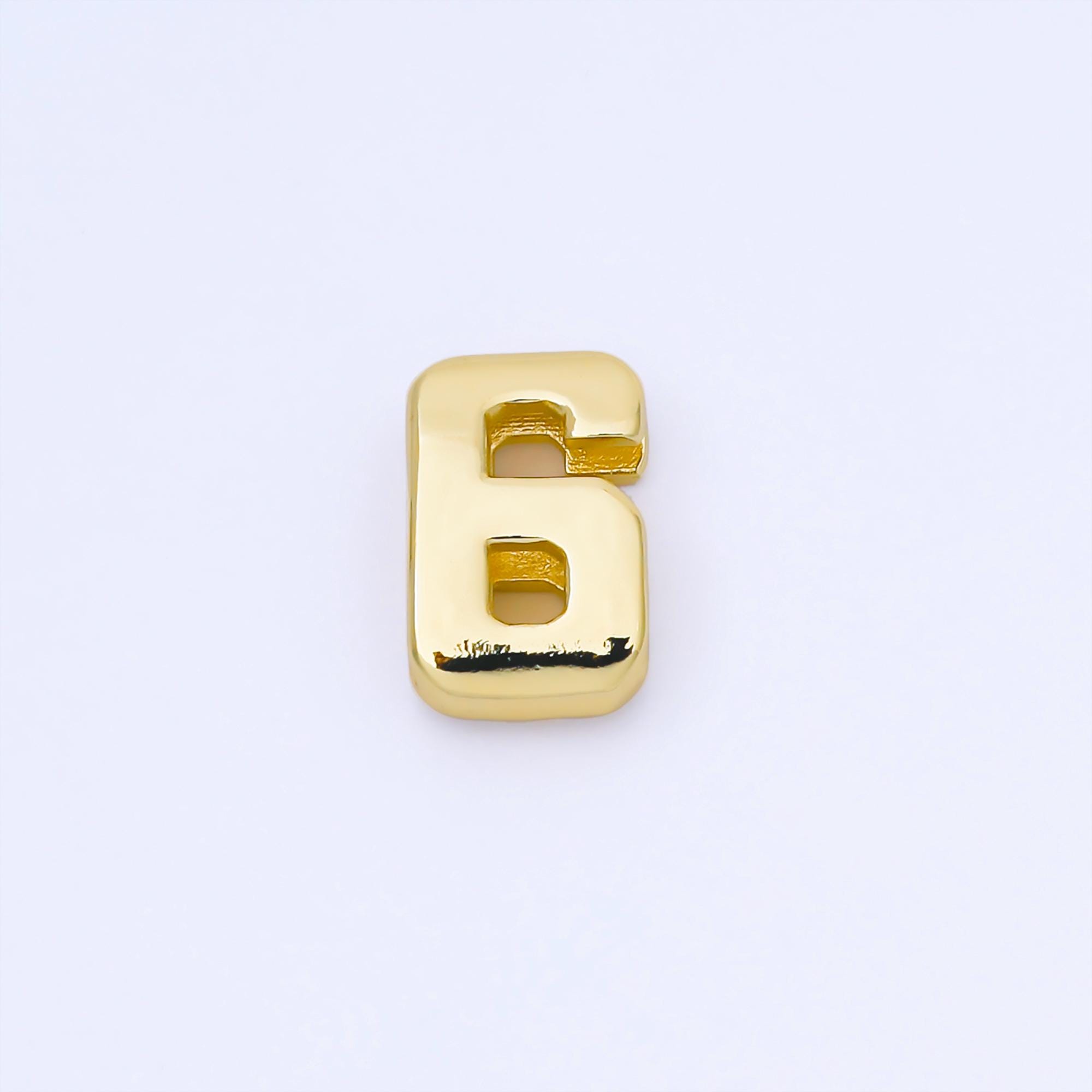 24k Gold Filled Varsity Number Beads Charm Sport Number Spacer 3D Gold ...