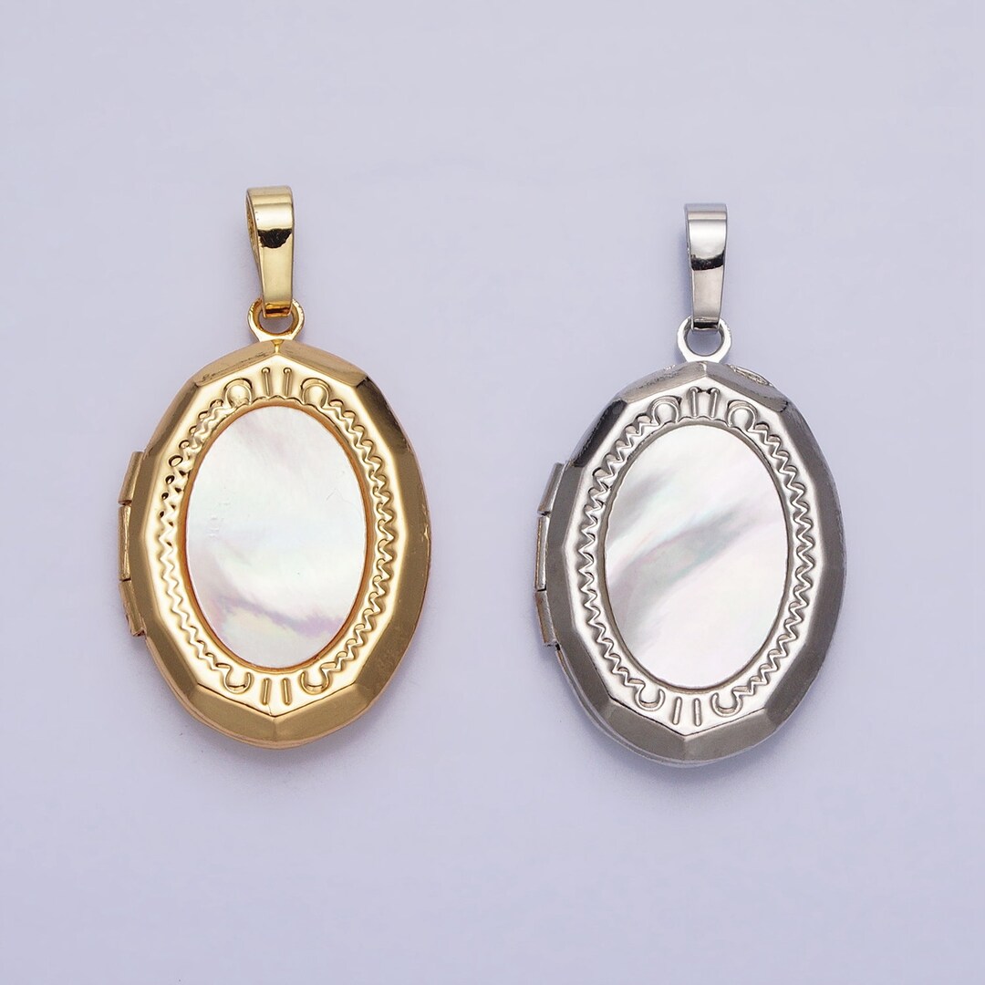 Pear Locket Oval Pearl Locket Necklace Pendant Silver Locket for Photo Necklace ...