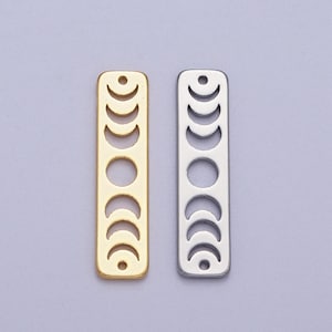 Horizontal moon phase bar charm gold plated eclipse moon charm connector crescent moon connecter link bar for necklace bracelet ac-054
