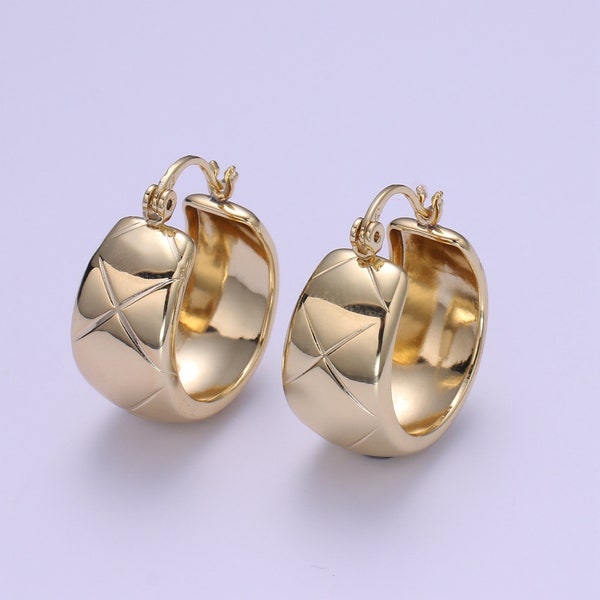 14K Gold  Thick Hoops - Gold Thick Hoop Earrings - Chunky Thick Hoops - Light Weight Hoops Dome Earring P088