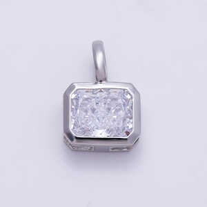 14k gold filled Clear Cz Eye Rectangle Oval bezel Charm Geometric pendant for Drop Jewelry Collar Cord Necklace Supply | Charms-751 image 11