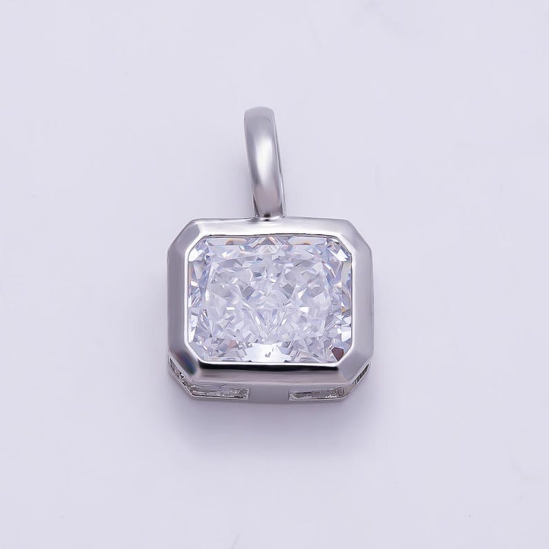 14k gold filled Clear Cz Eye Rectangle Oval bezel Charm Geometric pendant for Drop Jewelry Collar Cord Necklace Supply | Charms-751 image 11