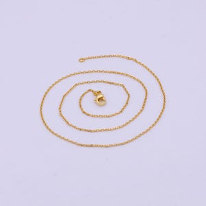24k gold filled chain necklace, dainty 0.9mm cable finished chain, 17.5&quot;inch layering necklace | wa-615