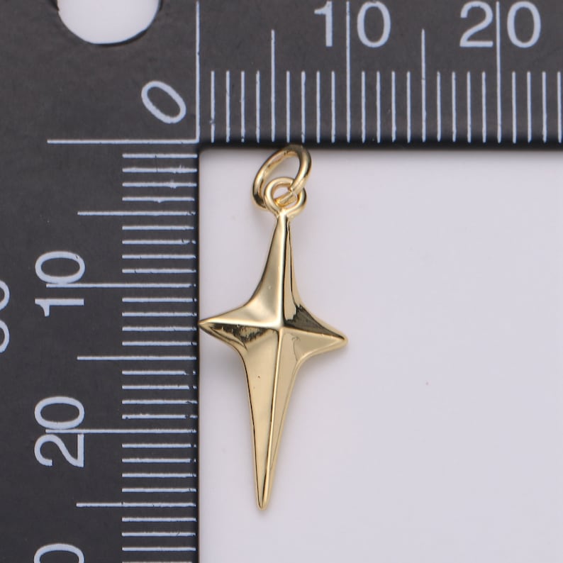Celestial Jewelry Minimalist Jewelry Making supply D-354 Gold Star Pendant 25x10mm 24k Gold Filled North Star Charms