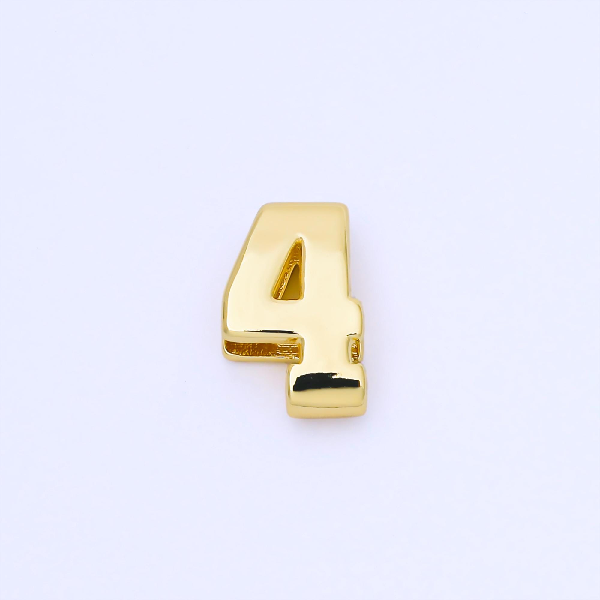 24k Gold Filled Varsity Number Beads Charm Sport Number Spacer 3D Gold ...