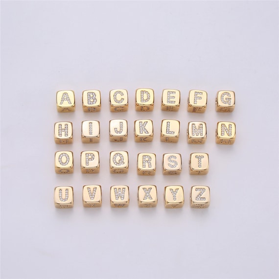 9x9mm Gold Initial Letter Beads, Alphabet Beads, Initial Beads