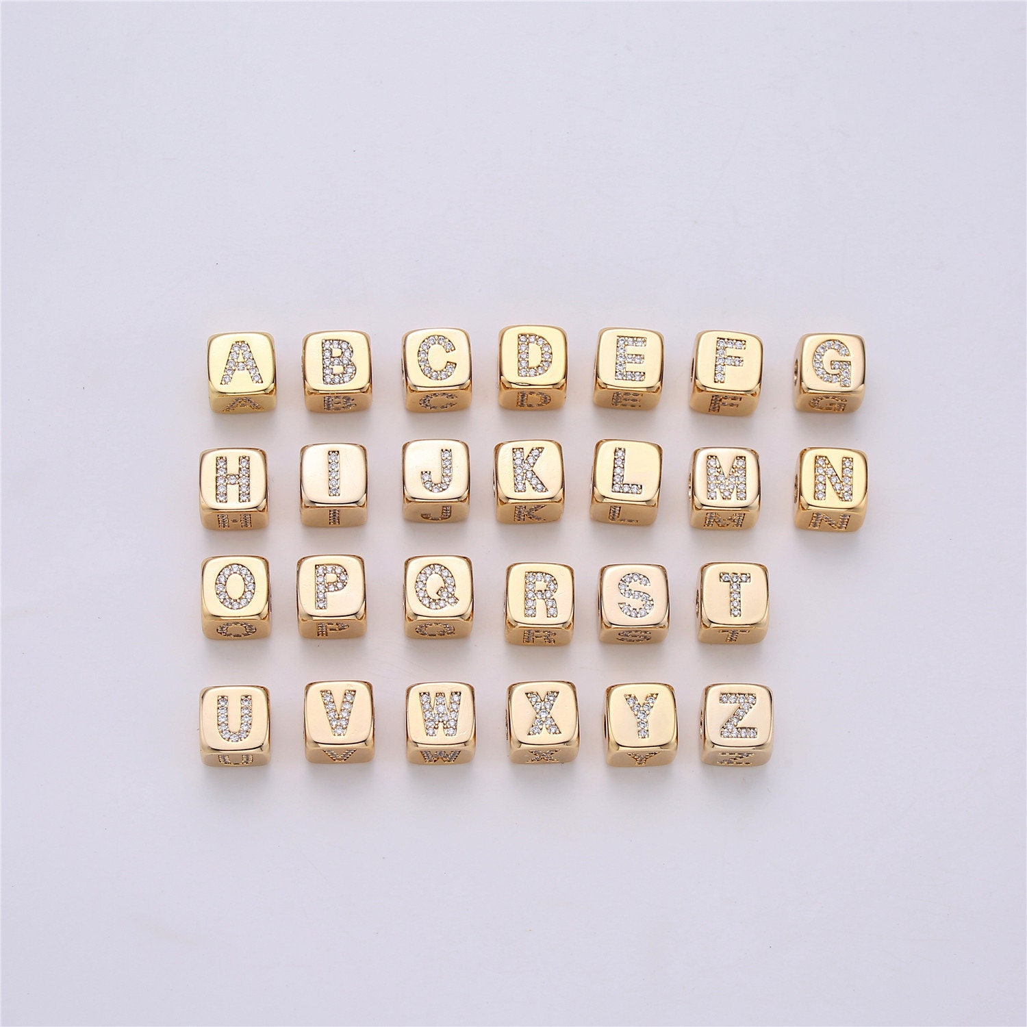 7mm Gold Cube Alphabet Letter Plastic Bead/ Cube Letter Beads/ Plastic  Alphabet Beads/ Metallic Letter Bead/ Gold Alphabet/ ABC Bead