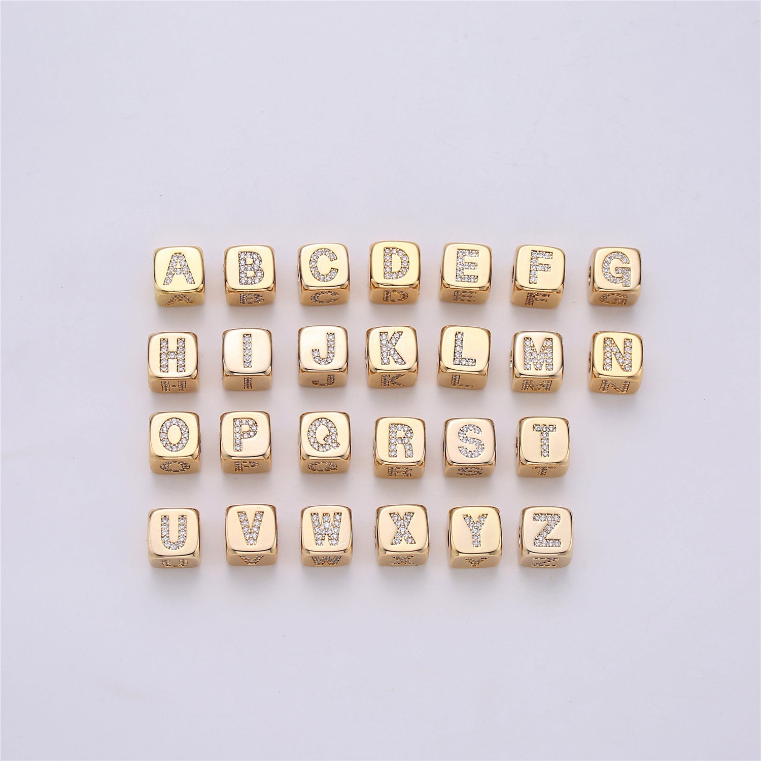 9x9mm Gold Initial Letter Beads Alphabet Beads Initial Etsy