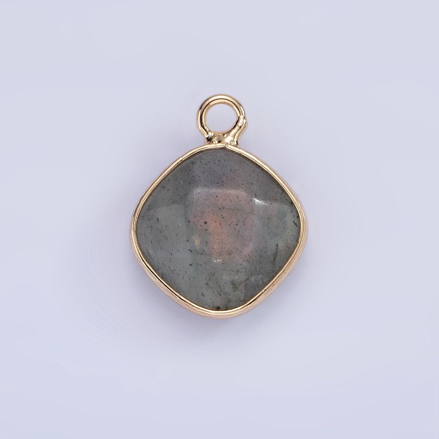 14k Gold Filled Natural Gemstone Multifaceted Rhombus Bezel Charm