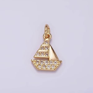 14k gold filled mini micro paved cz boat add-on charm | ag420