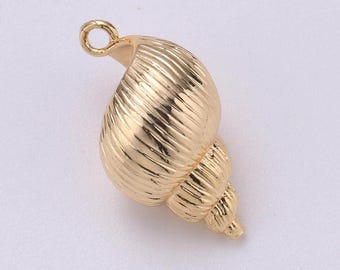 Gold fill conch shell, crown conch, shell, ocean, beach, sea, diy necklace bracelet charm pendant findings bead connector for jewelry make