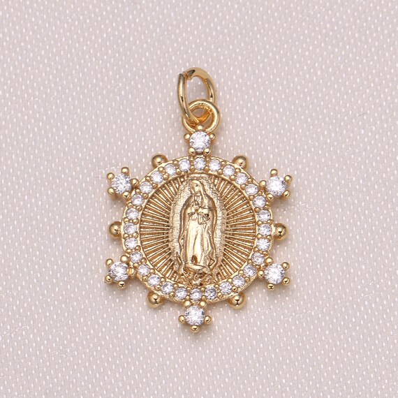 Mini Virgin Mary Encanto religioso Micro Pave Cz Lady - Etsy España