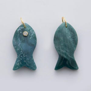 18k Gold Filled 38.8mm Big Gemstone Fish Pendant Natural Stone CZ Charm for Necklace Bracelet Jewelry Making DIY Supply | D265 image 8