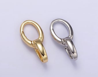 14K Gold Filled Charm Holder Clasp Double Oval Push Spring Gate Jewelry Making Supply in Gold & Silver | Z468 Z469