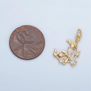 Tiny crescent moon mini floral charm celstial jewelry moon bohemian boho c shape curve in gold filled n1411