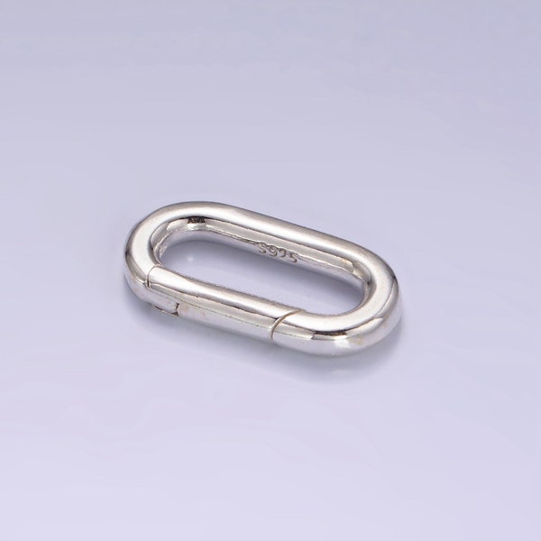 S925 Sterling Silver Hinged Oval Push Gate Ring Clasp Charm Pendants Interchangeable Connectors SL-474