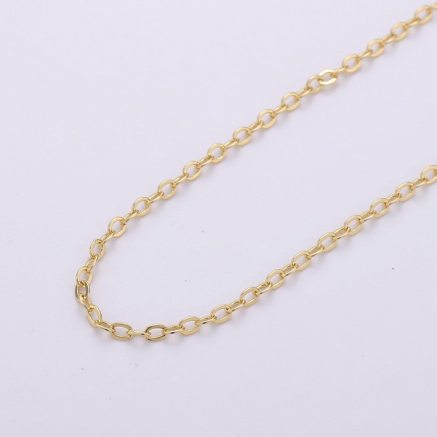 24k gold plated rolo cable chain by yard,  rolo cable chain, wholesale bulk roll chain for jewelry making,149