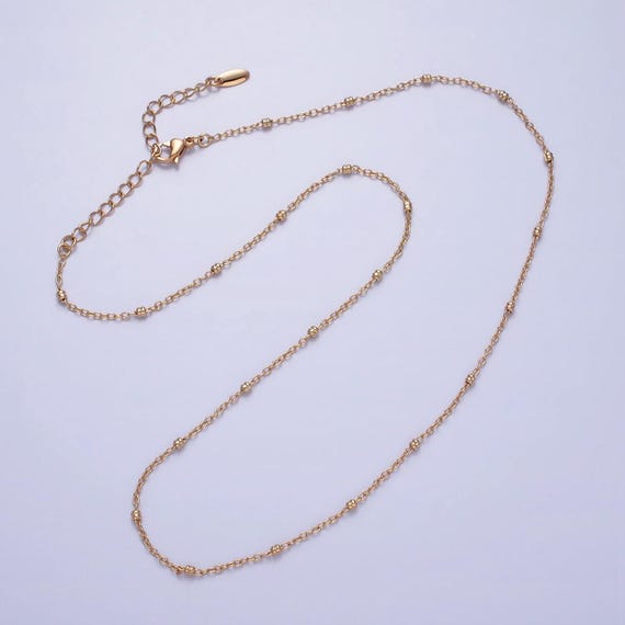 Satellite Chain Necklace 18k Gold Filled Bead Chain for