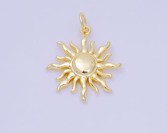 24K Gold Filled 20mm Dainty Summer Celestial Sun Ray Charm | D-095