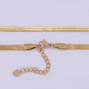 4.0mm gold herringbone necklace, 24k gold filled 16.0&quot; or 18.0&quot; + 2.0 extender delicate gold snake necklace | wa-934, wa-935