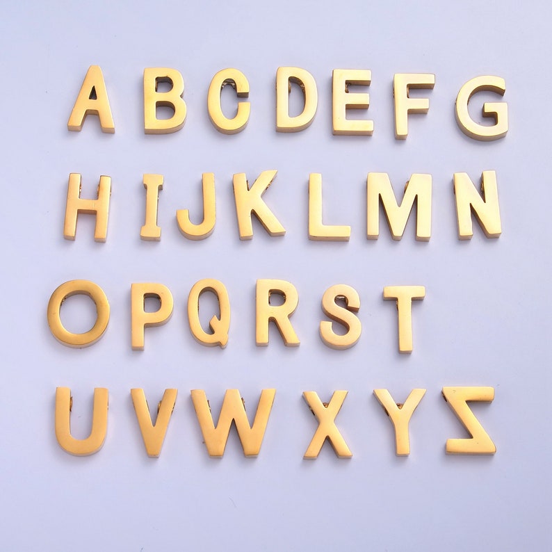 24K Gold Filled Stainless Steel Minimalist Initial Letters Pendant ...