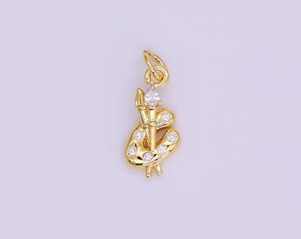 Dije de pincel con circonita cúbica rellena de oro de 24 quilates / AF422