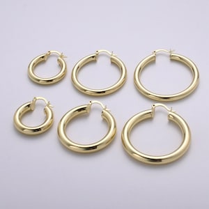 1 pair chunky lightweight hoop earrings - hollow light hoop earrings - big gold hoops - simple everyday earrings 40mm, 35mm, 25mm, q-463