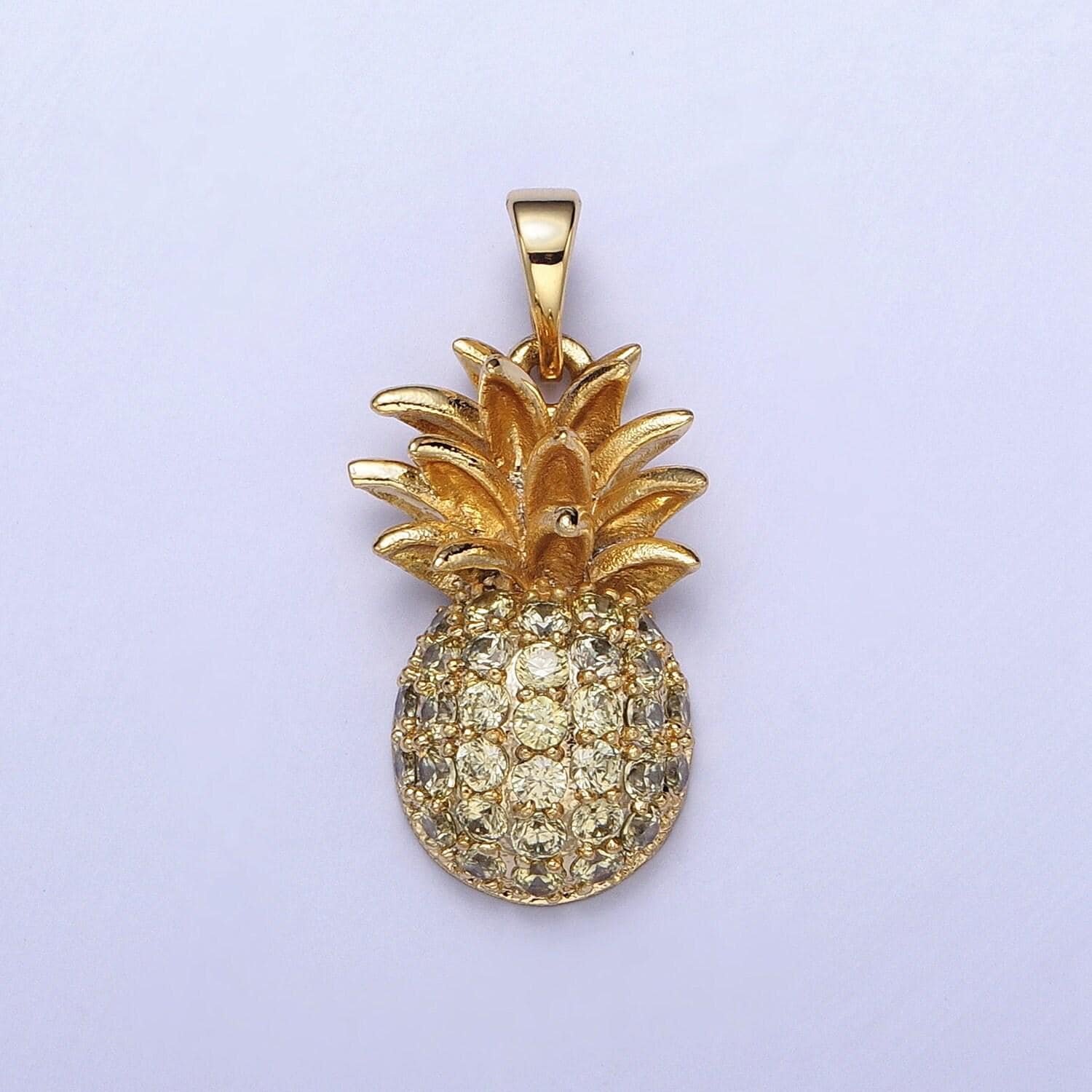Dainty Gold Cz Pineapple Pendant, 24k Gold Filled Summer