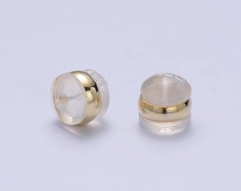 10 pair gold silicone earring backs comfort pads help sagging earlobes 5.4x4.8mm jewelry earring findings supplies