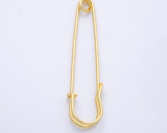 Ciondolo a spilla di sicurezza lungo in oro 16 carati "God Filled" da 60 mm, per impieghi gravosi, ideale per giacche, borse, porta ciondoli fai da te e creazione di gioielli / FINDINGS-00057