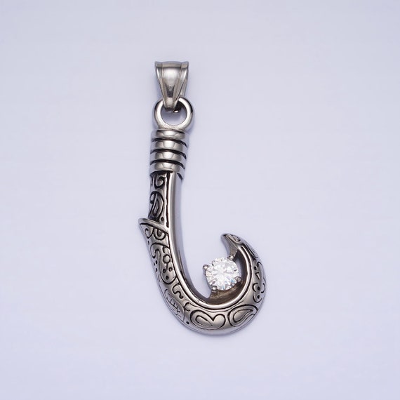 Men Hawaiian Fishing Fish Hook Pendant Necklace Stainless Steel Jewelry  Heavy Weight Jewelry Statement Necklace Supply P-1104 -  Canada