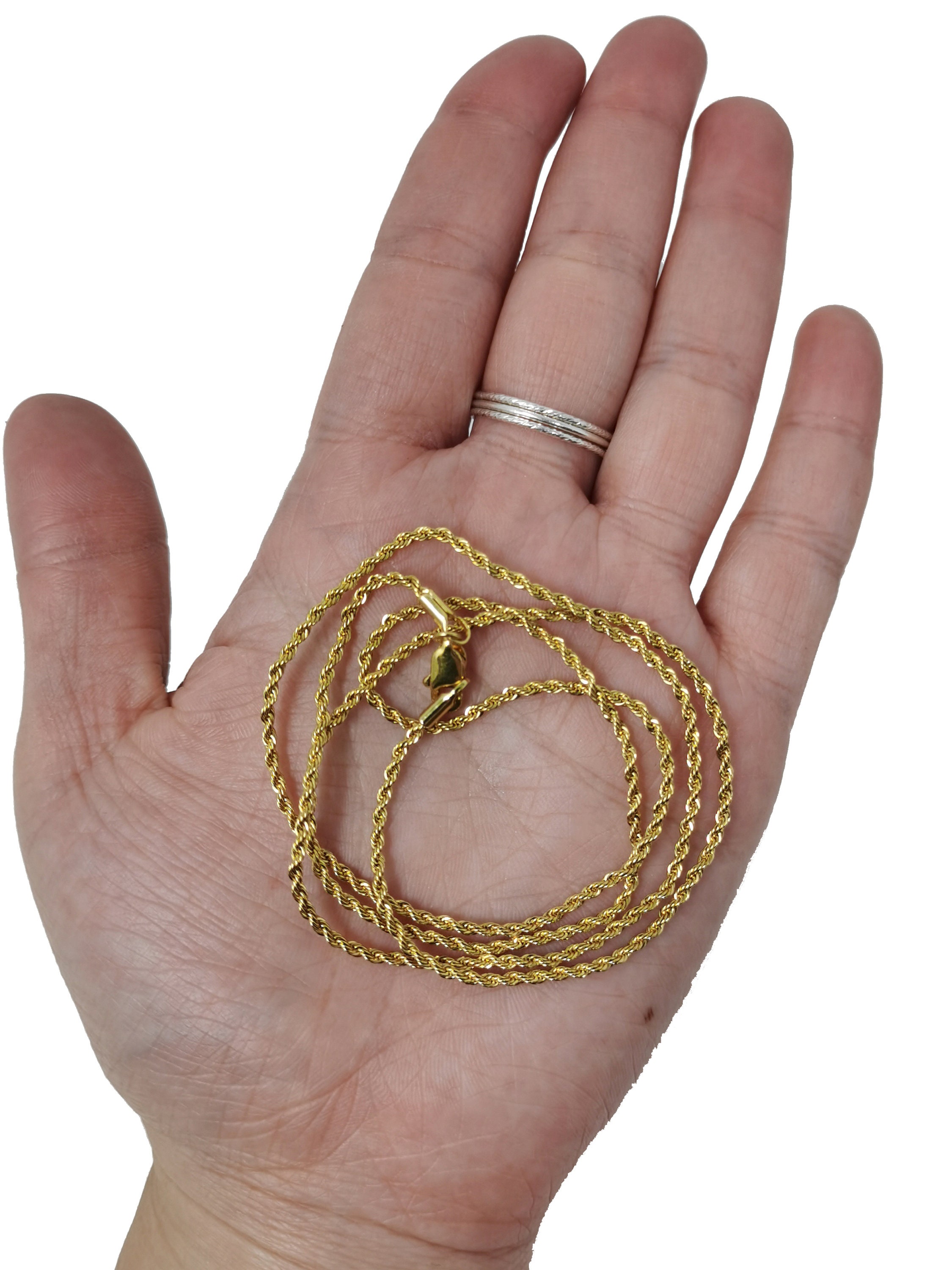 24K Gold Rope Necklace Chain 