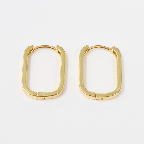 Oval Hoop Earring 24k Gold Filled Earrings, Mini Hoop Earrings Dainty U Shaped Earring for Everyday Wear Hypoallergenic Jewelry Q-429