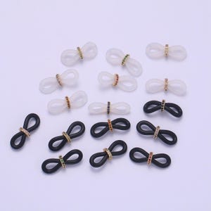 Rubber parts with adjustable cz beads, rubber ends for facemask eyewearholder, one pair of rubber grips, replacement parts / one pair