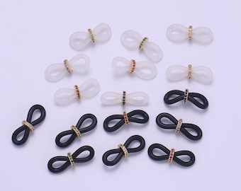 Rubber parts with adjustable cz beads, rubber ends for facemask eyewearholder, one pair of rubber grips, replacement parts / one pair