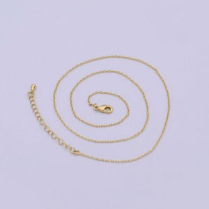 Dainty cable chain 24k gold filled chain necklace 17.7 inch + 2 inch long wa-734