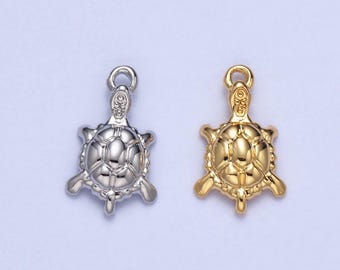 Mini dije de tortuga marina dorada, plata, pequeños tesoros, crucero de playa, sirena, suministros de joyería, ac042