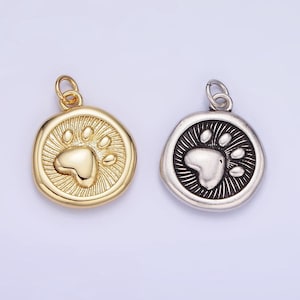 14k gold filled Münzanhänger mit Pfotenabdruck Gold & Silber ag-639